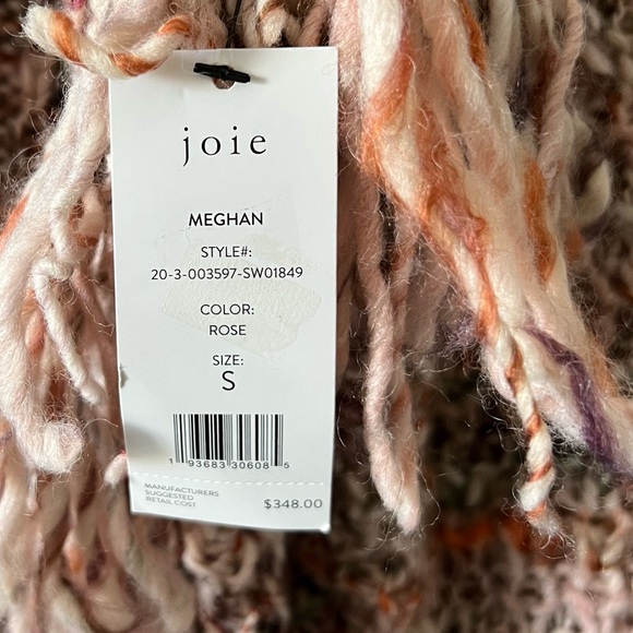 NWT Joie Chunky Knit Meghan Sweater Rose Fringe Crew Neck - Picture 4 of 16